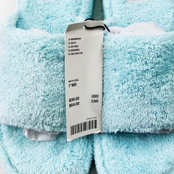 NWT Urban Outfitters Ava Terrycloth Slides In Blue - Picture 3 of 4